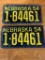 Pair of 1954 Omaha Nebraska License Plates, Matching Set, No. 1-84461 NEBRASKA 54