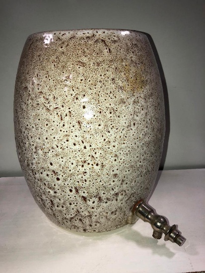 Unique Stoneware Crock Dispenser, Glazed w/ Spigot