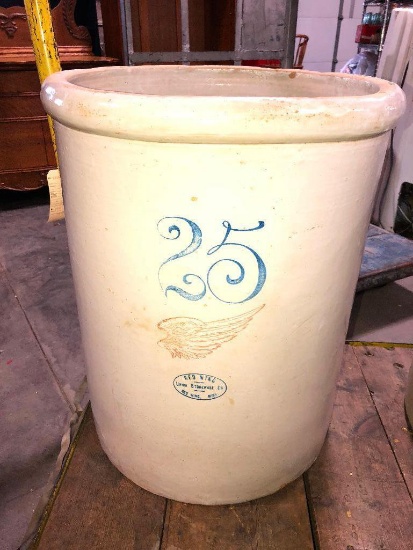 25 Gallon Red Wing Stoneware Crock w/ Large Wing