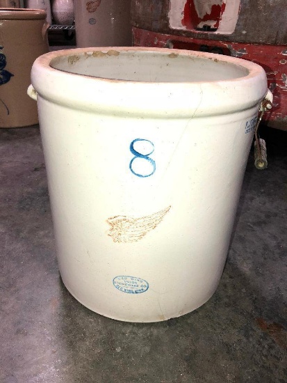 8 Gallon Red Wing Stoneware Crock w/ Large Wing