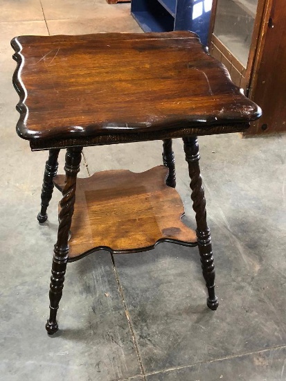 Antique Parlor Table w/ Barley Twist Legs, 29" t, 23.5" w, 23.5" d