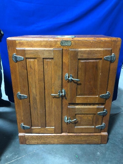 Antique Oak Ice Box Cabinet, 35" t, 20" x 42"