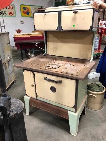 Antique Porcelain & Cast Iron Cookstove 35.5" x 23" x 58"