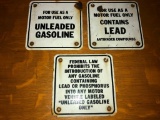 Lot of 3 Gasoline Pump Porcelain Pump Warning Plates 6.5