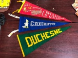 Lot of 3 Vintage Omaha Felt Pennants: Creighton, Duchesne and Omaha Centennial