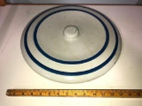 Double Blue Band Stoneware Crock Lid Approx. 14