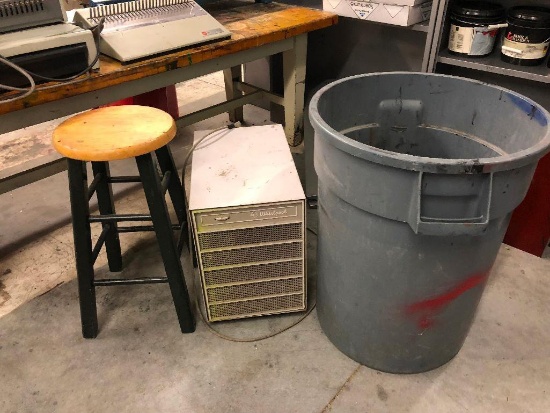 Trash Can, Stool & Old Whirlpool Dehumidifier