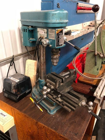 Menards 3-Speed Drill Press Model; KDS25-3407 w/ Vise, c. 1985, 1/2" Chuck, 1/4 HP, JT2 1/2 Spindle
