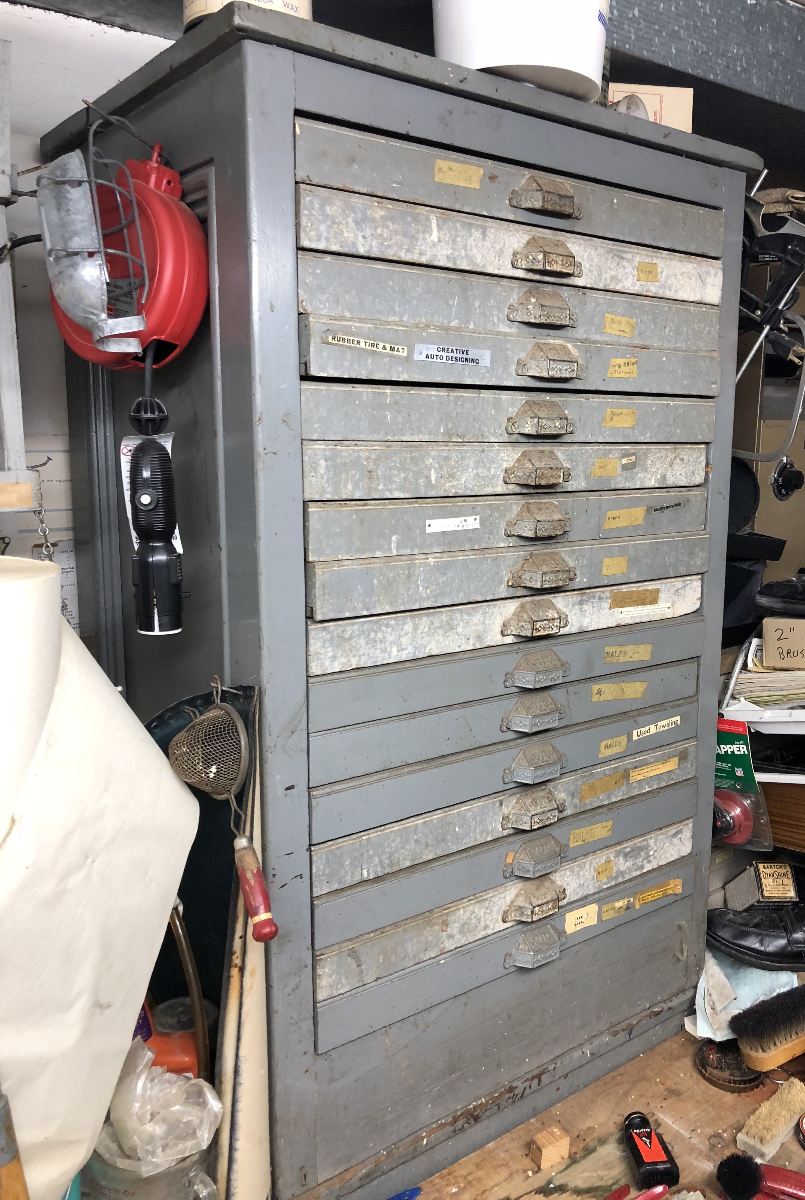 Antique 16 Drawer Printers Cabinet Full Of Miniature Font Print