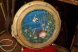 Folk Art Porthole w/ Ocean Fish and Seaweed Scene, Handmade for the Mai Tai Lounge in Omaha