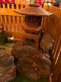 Decorative Temple from the Koi Pond Area in Mt Fuji Inn Restaurant in Omaha, NE