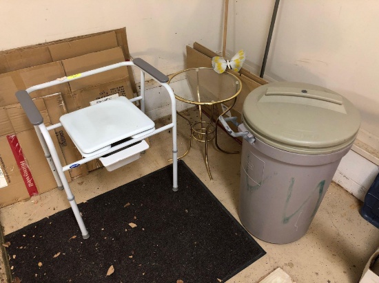 Trash Can, ADA Seat, Brass/Glass End Table