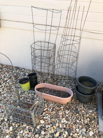 Tomato Cages, Planter, Metal Milk Crate