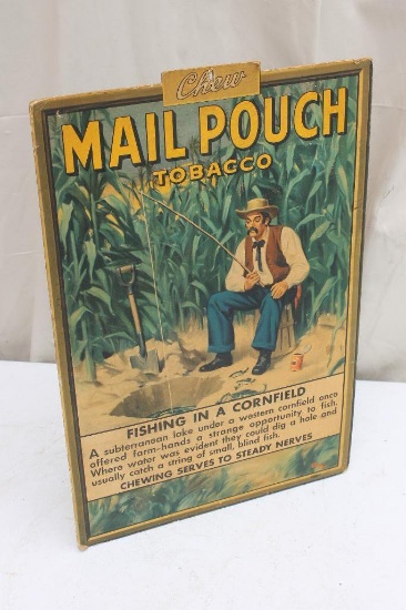 Mail Pouch Tobacco Advertising Cardboard Sign w/ Stand