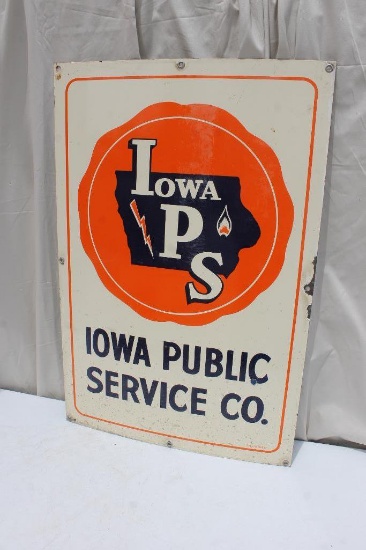 IPS Iowa Public Service Co. Porcelain Sign, Single Sided