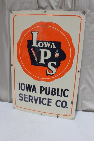 IPS Iowa Public Service Co. Porcelain Sign, Single Sided