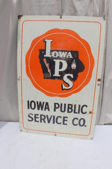 IPS Iowa Public Service Co. Porcelain Sign, Single Sided