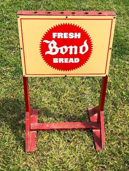 Fresh Bond Bread Broom Rack, 32" Tall, Each Side Features a Porcelain Bread Sign