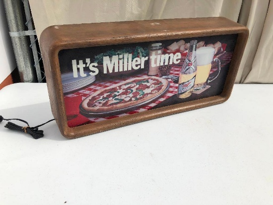 Miller High Life Lighted Beer Sign, 25.5" Long, Pizza Themed