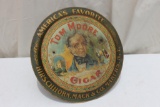 Tom Moore Tin Cigar Tray w/ Unusual Easle Back 13.5