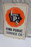 IPS Iowa Public Service Co. Porcelain Sign, Single Sided