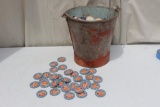 Vintage Red Bucket Full of Milk Caps