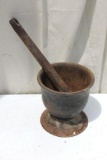 Large Cast Iron Motar and Pestle