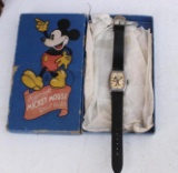 Mickey Mouse Wristwatch Box Display w/ Ingersoll Watch Featuring Mickey Mouse