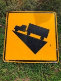 Road Sign Truck Incline Single Sided Tin