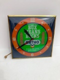 Ortho Bux Beans Bucks Vintage Pam Clock Co. Lighted Clock, 15