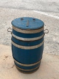 Old Blue Barrel w/ Hinged Lid