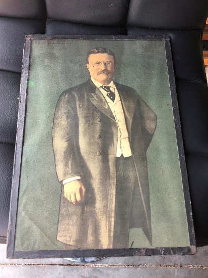 Antique Glass Front Print of President Theodore "Teddy" Roosevelt 16"