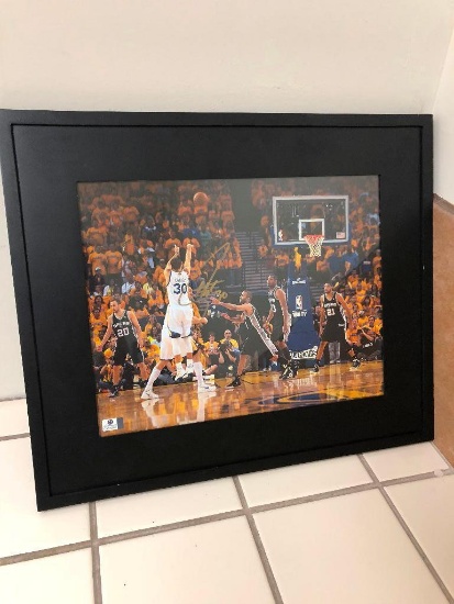 Signed Steph Curry Framed Photo w/ COA