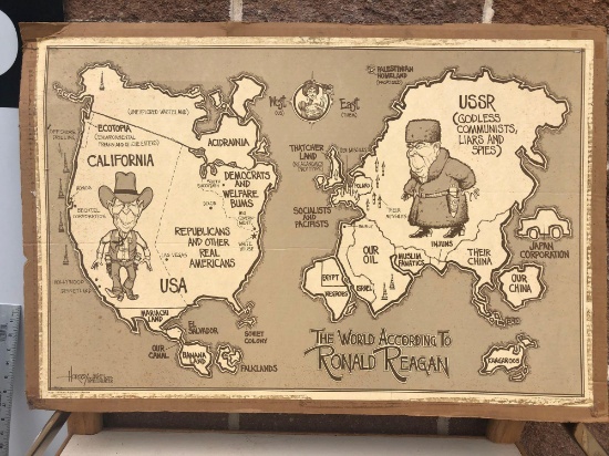 The world according to Ronald Reagan c. 1982 Poster on Cardboard 36? x 24?
