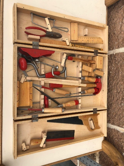 Vintage Childs Carpenter Toolbox & Tools