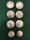 8 U.S. Silver Coin Cufflinks, 1935 Liberty Half Dollars, 1940 Liberty Quarters, Organ Trail .50