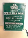 Nebraska Pioneer Farm Award Metal Sign Knights of Ak-Sar-Ben Omaha The Runge Homestead
