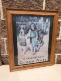 Old Framed Grape-Nuts Poster, The School Well Fed On Grape-Nuts - 24? x 19.5?