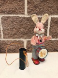 Antique Tin Remote Control Bunny Marching Drummer Toy