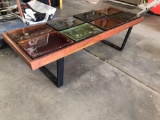 Unusual Mid-Century Modern 8 Glass Panel Coffee Table, 51in x 18in x 15in h - 1in Thick Glass