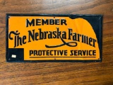 The Nebraska Farmer Protective Service Tin Sign, Embossed