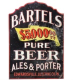 Bartels Pure Beer, embossed diecut metal, Kaufman & Strauss Co.-NY, VG cond 27.5