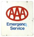 AAA Emergency 2-sided metal sign, one side VG cond, other Good, 26