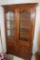 Oak China Cabinet w/ Glass Doors & Side Panels w/ Shelves