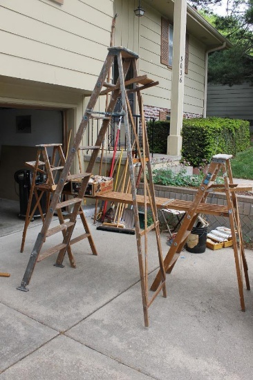 Lot of 3 Wooden Step Ladders