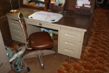 Vintage Harrison Steel Desk and Retro Office Chair Combo