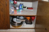 Cabinet of Kitchen Supplies, Baking Supplies, Baggies, Misc.