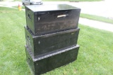 Vintage Metal Nesting Storage Totes/Boxes, Set of 3 w/ Lids