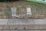 Two Vintage Wire Office In-and-Out Trays, Glass Measuring Cup, U.S. Spoon & Folding Yard Stick