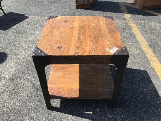 Rustic Style Iron and Wood Side Table